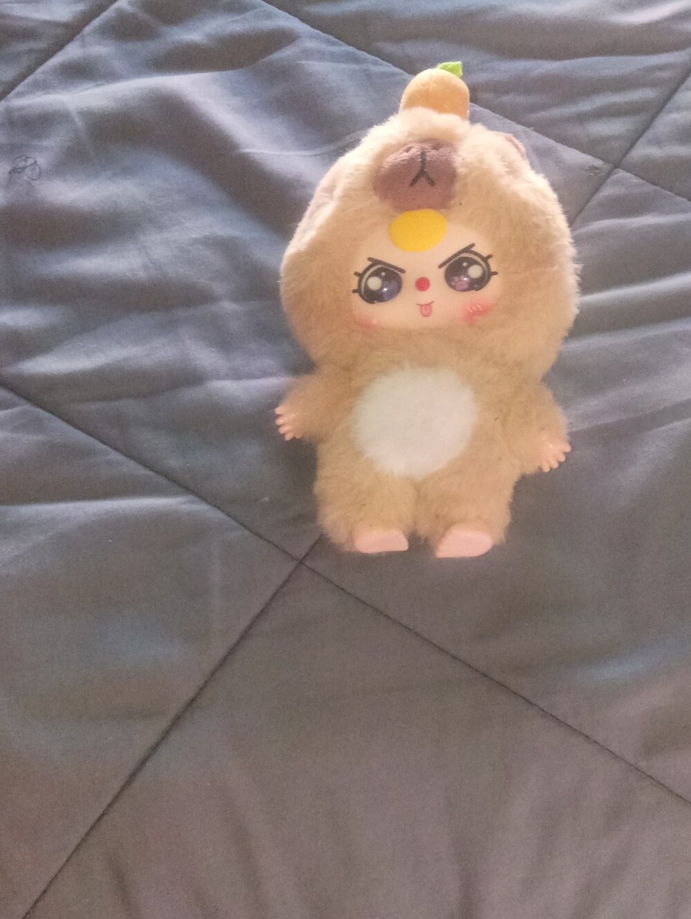 Adorable Brown Baby Three Capybara Plush Toy with Cute Face - Brown